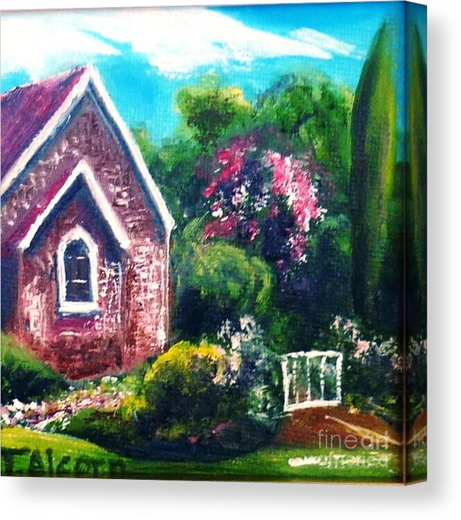 Miniature Canvas Print featuring the painting A Country Church - original SOLD by Therese Alcorn