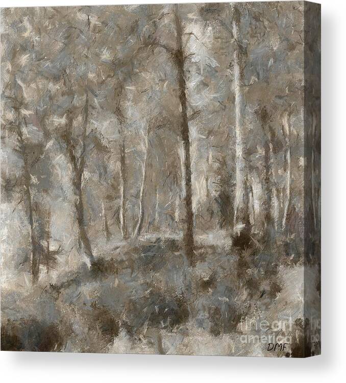 Landscape Canvas Print featuring the mixed media A Foggy Morning In November by Dragica Micki Fortuna
