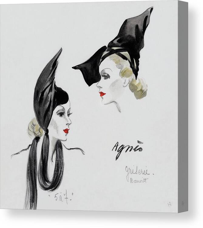Fashion Canvas Print featuring the photograph A Model Wearing An Agnes Hat by David