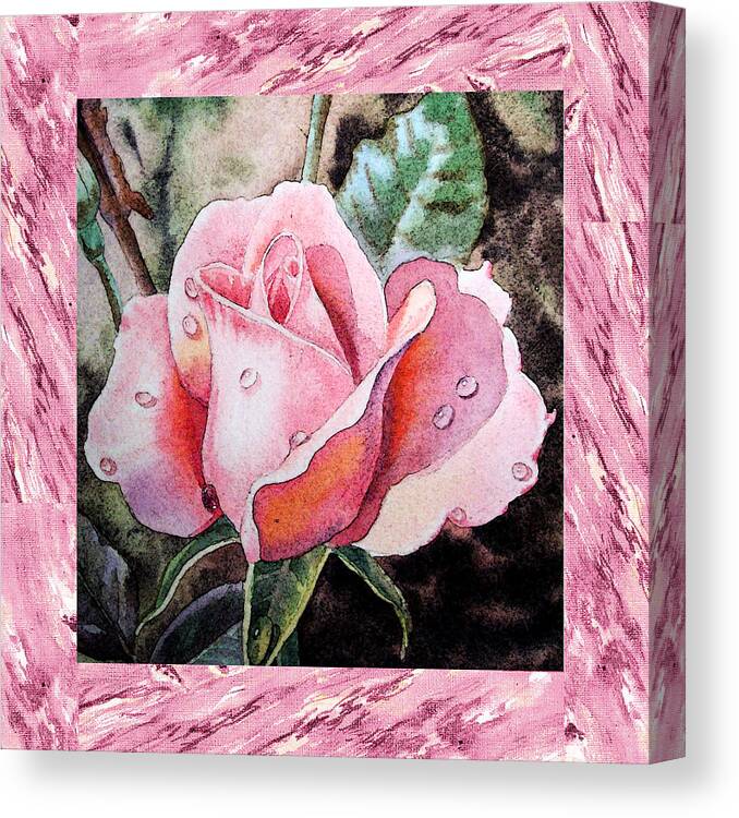 A Single Rose Canvas Print featuring the painting A Single Rose Make Me Pink by Irina Sztukowski