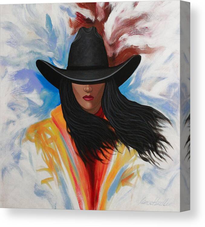 Cowgirl Canvas Print featuring the painting A Stroke Of Cowgirl by Lance Headlee