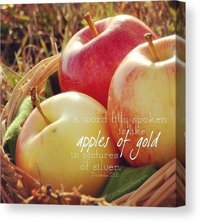 Godisgood Canvas Print featuring the photograph a Word Fitly Spoken Is Like Apples Of by Traci Beeson
