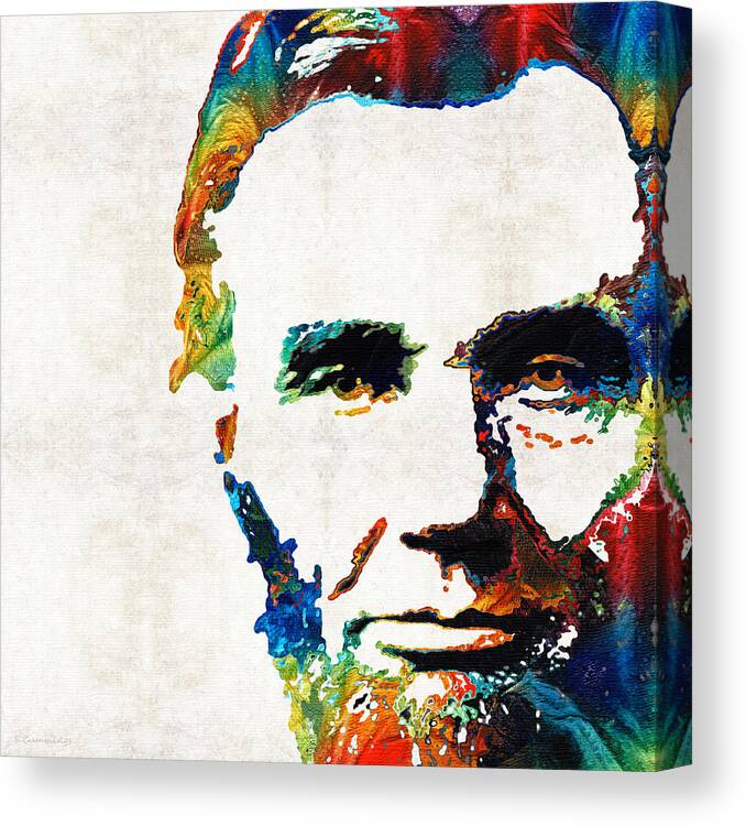 Abraham Lincoln Canvas Print featuring the painting Abraham Lincoln Art - Colorful Abe - By Sharon Cummings by Sharon Cummings