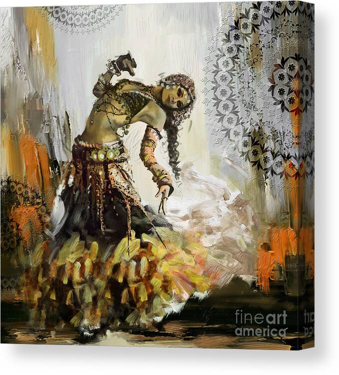 Belly Dance Art Canvas Print featuring the painting Abstract Belly Dancer 10 by Mahnoor Shah