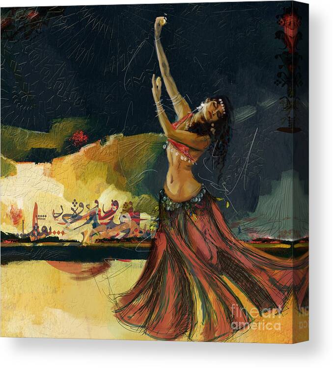 Belly Dance Art Canvas Print featuring the painting Abstract Belly Dancer 5 by Mahnoor Shah