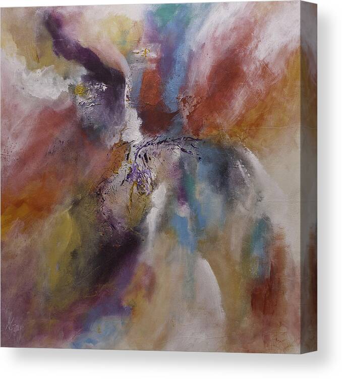 Modern Abstract Painting Canvas Print featuring the painting Abstract Contemporary Modern Painting on Canvas by Gray Artus