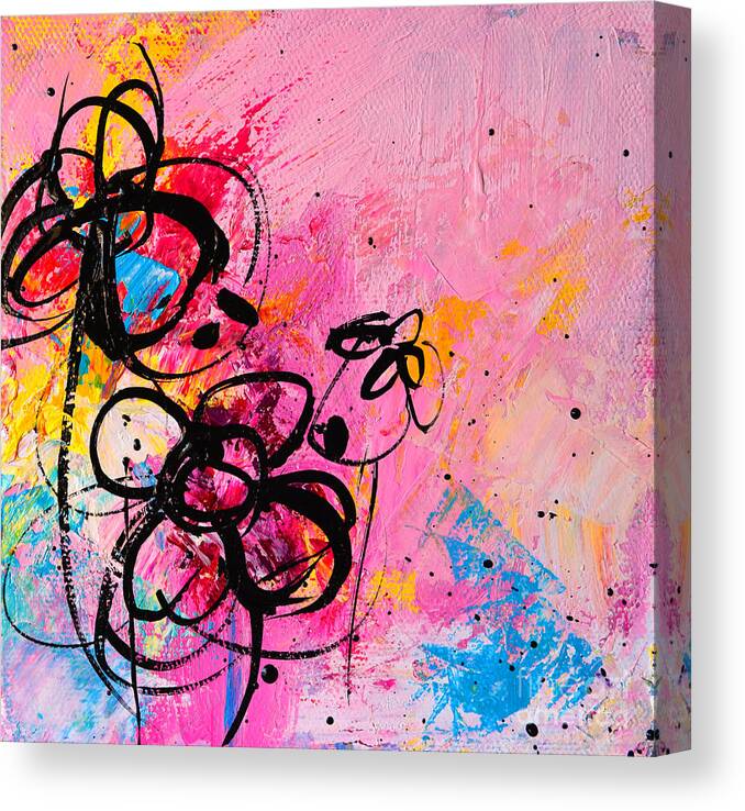 Abstract Flowers In Hot Pink Canvas Print featuring the painting Abstract Flowers in hot pink 1 by Patricia Awapara