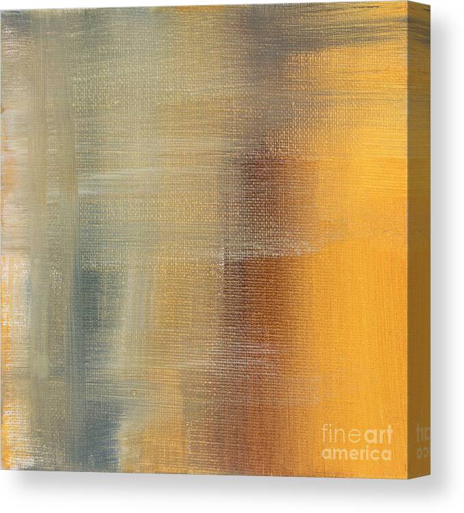 Abstract Canvas Print featuring the painting Abstract Golden Yellow Gray Contemporary Trendy Painting FLUID GOLD ABSTRACT I by MADART Studios by Megan Aroon