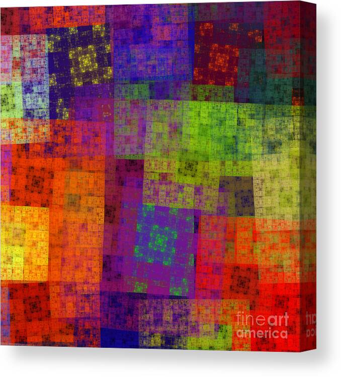 Andee Design Abstract Canvas Print featuring the digital art Abstract - Rainbow Bliss - Fractal - Square by Andee Design