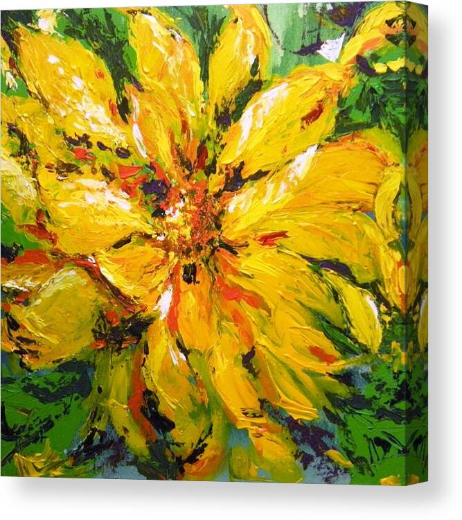 Flower Canvas Print featuring the painting Abstract Sunflower by Lori Ippolito