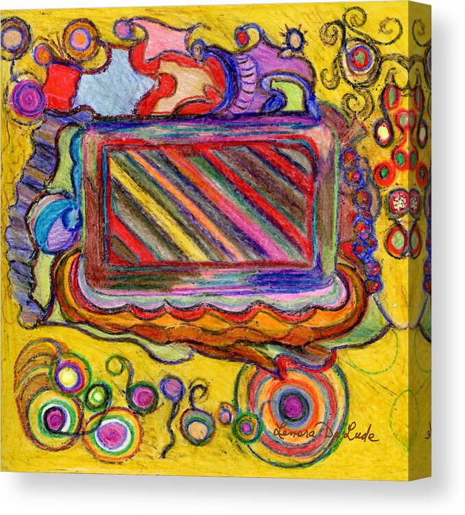 Abstract Canvas Print featuring the drawing Abstract Television and Shapes by Lenora De Lude