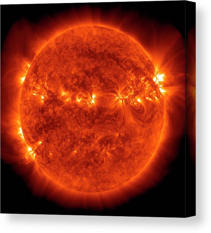 Sun Canvas Print featuring the photograph Active Sun by Nasa/sdo/science Photo Library