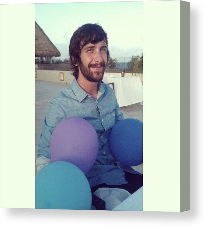  Canvas Print featuring the photograph Admo And His Birthday Balloon Chair :) by Vhairi Walker