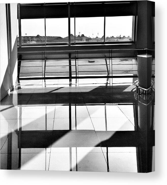 Shadows Canvas Print featuring the photograph #airport #design #interior by Mia Wigny