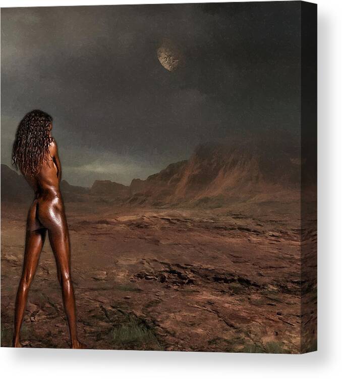 Woman Canvas Print featuring the painting Alone by Tyler Robbins