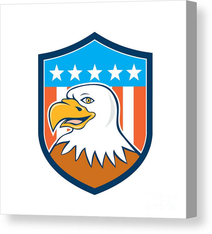 American Bald Eagle Head Smiling Flag Cartoon Canvas Print / Canvas Art by  Aloysius Patrimonio - Fine Art America