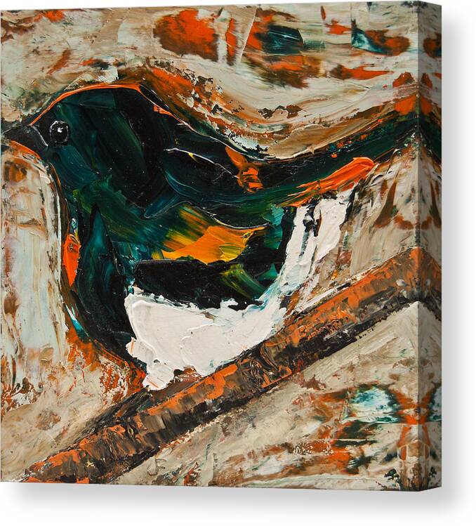 American Redstart Canvas Print featuring the painting American Redstart by Jani Freimann