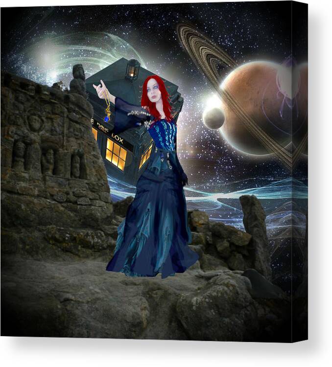  Doctor Who Canvas Print featuring the painting Amy and the Tardis by Digital Art Cafe