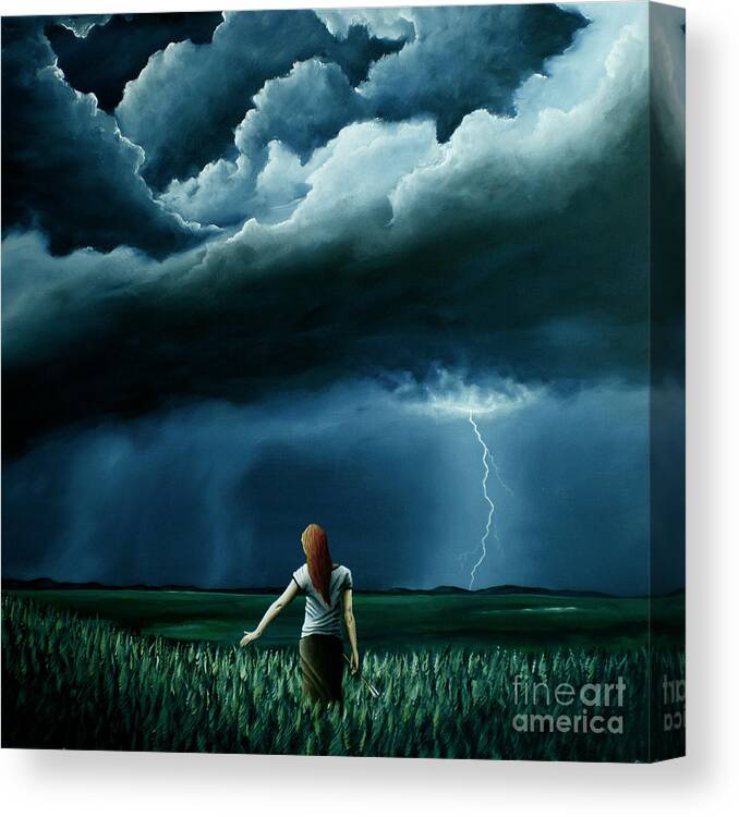 Lightning Canvas Print featuring the painting An Act Of Love Between Heaven And Earth by Ric Nagualero