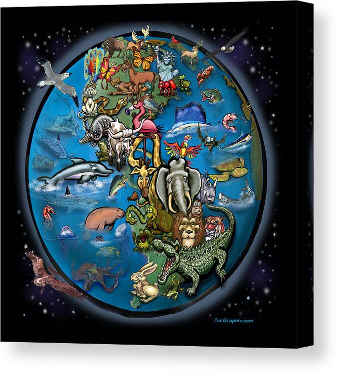 Animal Canvas Print featuring the digital art Animal Planet by Kevin Middleton