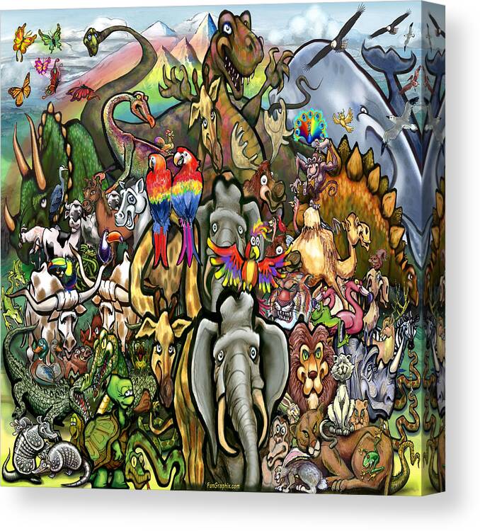 Animal Canvas Print featuring the digital art Animals Great and Small by Kevin Middleton