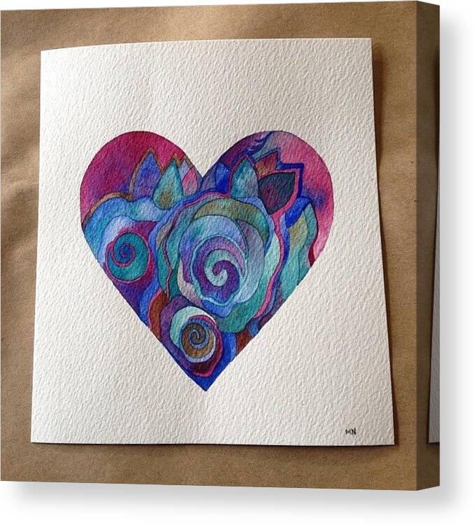Blue Canvas Print featuring the photograph Another Valentine Heart 5 X 5  $25 by Megan Smith