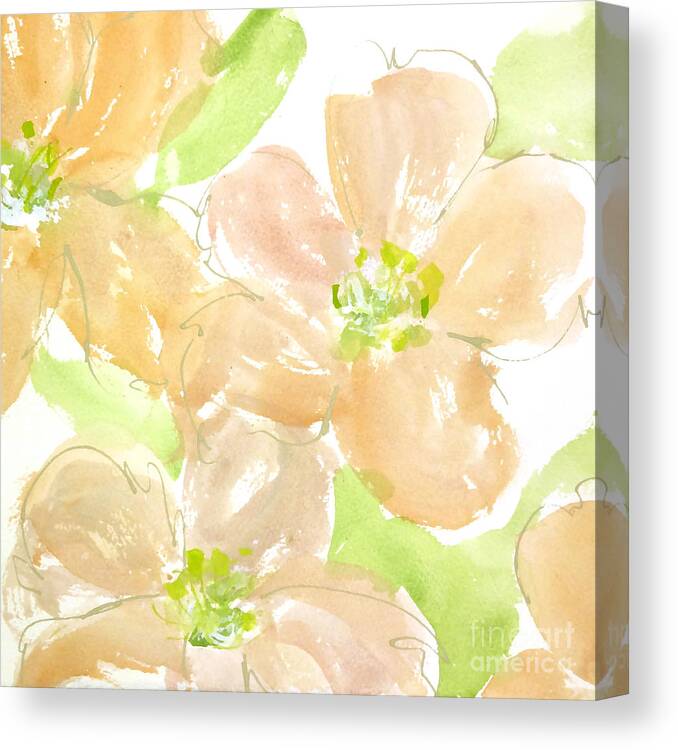 Original And Printed Watercolors Canvas Print featuring the painting Apricot Quince by Chris Paschke