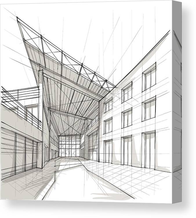 Shadow Canvas Print featuring the digital art Architecture by Sireanko