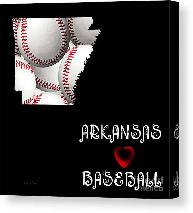 Andee Design Canvas Print featuring the digital art Arkansas Loves Baseball by Andee Design