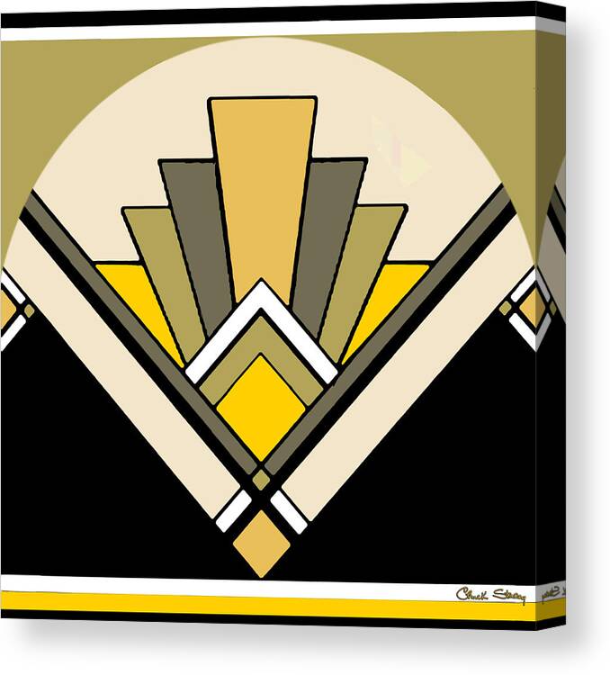 Art Deco Pattern Two Canvas Print featuring the digital art Art Deco Pattern Two - Yellow by Chuck Staley