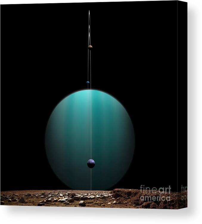 Astronomy Canvas Print featuring the digital art Artists Depiction Of A Ringed Gas Giant by Marc Ward