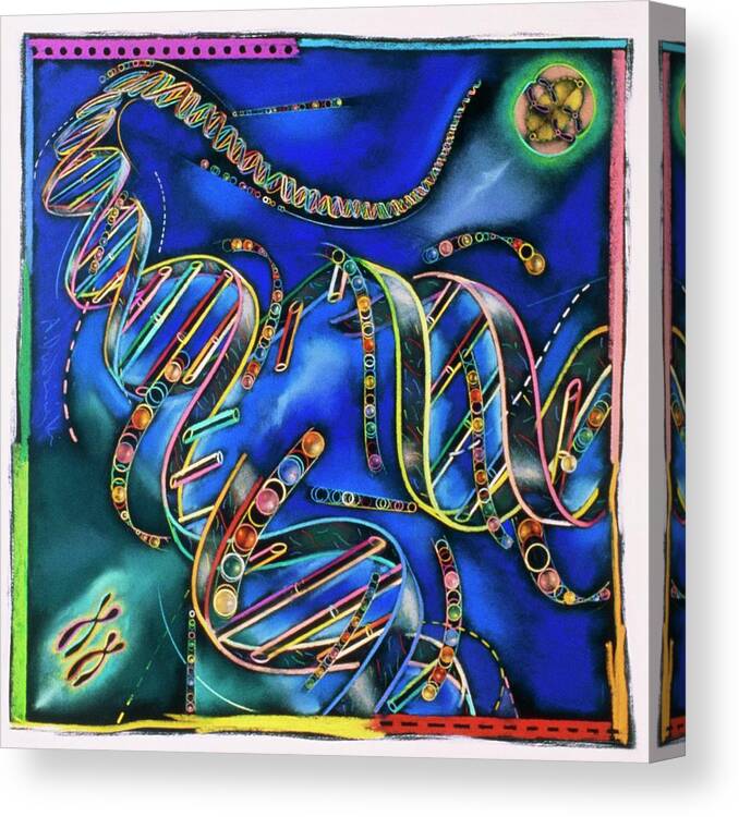 Illustration Canvas Print featuring the photograph Artwork Of Strands Of Genetic Material by Andrzej Dudzinski/science Photo Library