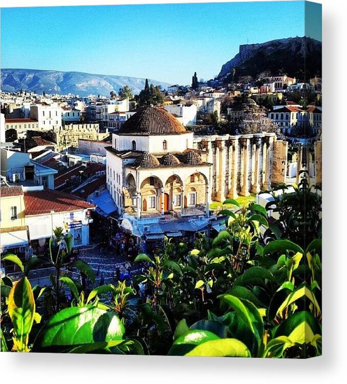  Canvas Print featuring the photograph Athens View...!!! by George Ballous