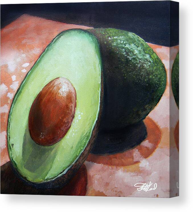 Avocado Art Canvas Print featuring the painting Avocados by Steve Goad