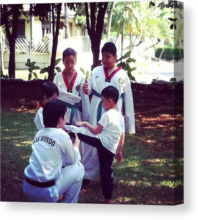  Canvas Print featuring the photograph Azka Trial Taekwondo by Dhita Primastari