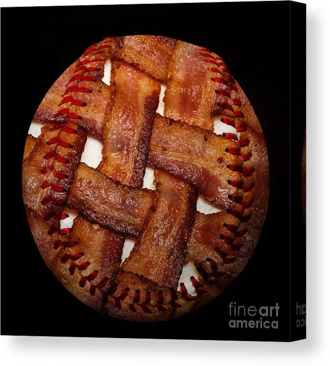 Baseball Canvas Print featuring the photograph Bacon Weave Baseball Square by Andee Design