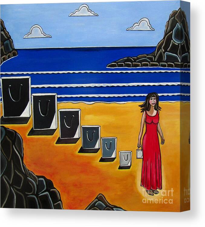 Beach Scenes Canvas Print featuring the painting Baggage by Sandra Marie Adams