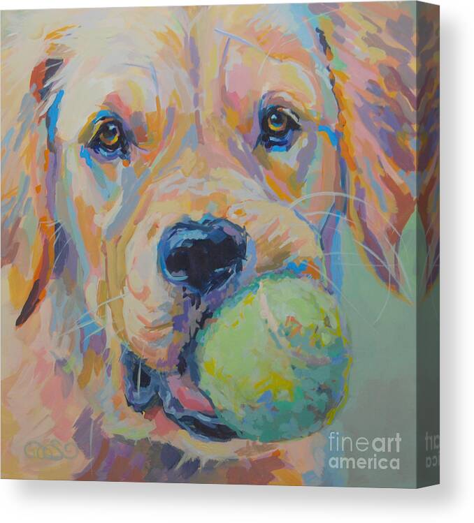 Golden Retriever Canvas Print featuring the painting Ball by Kimberly Santini