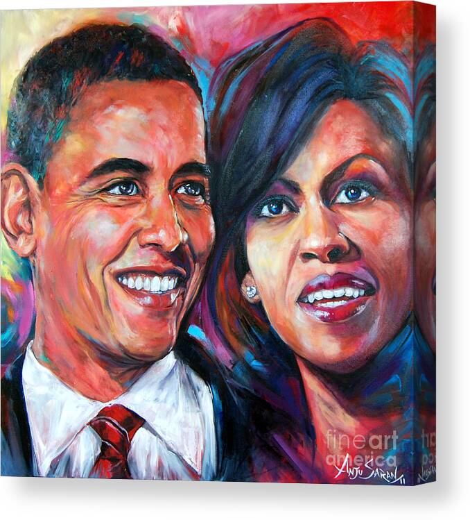 Barack And Michelle Obama Canvas Print Canvas Art By Anju Saran