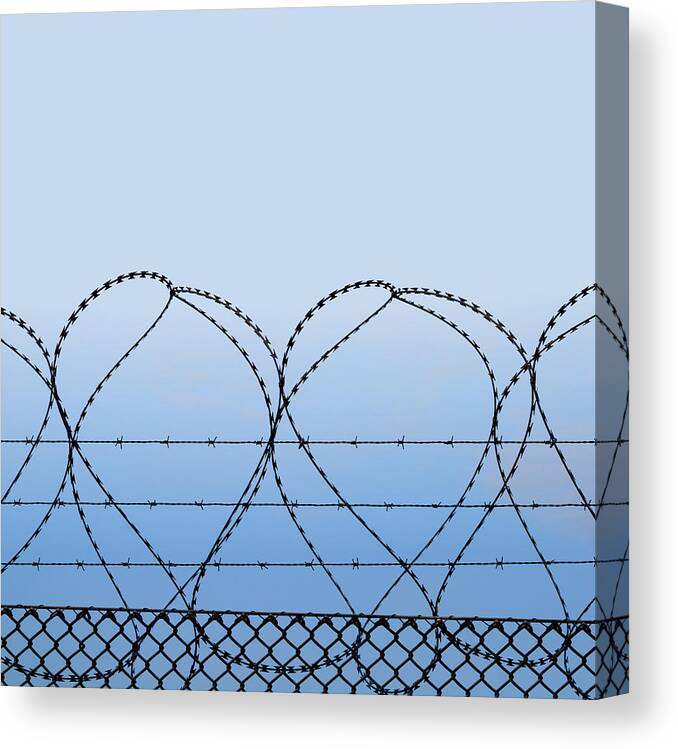 Security Canvas Print featuring the photograph Barbed wire by --zirko--