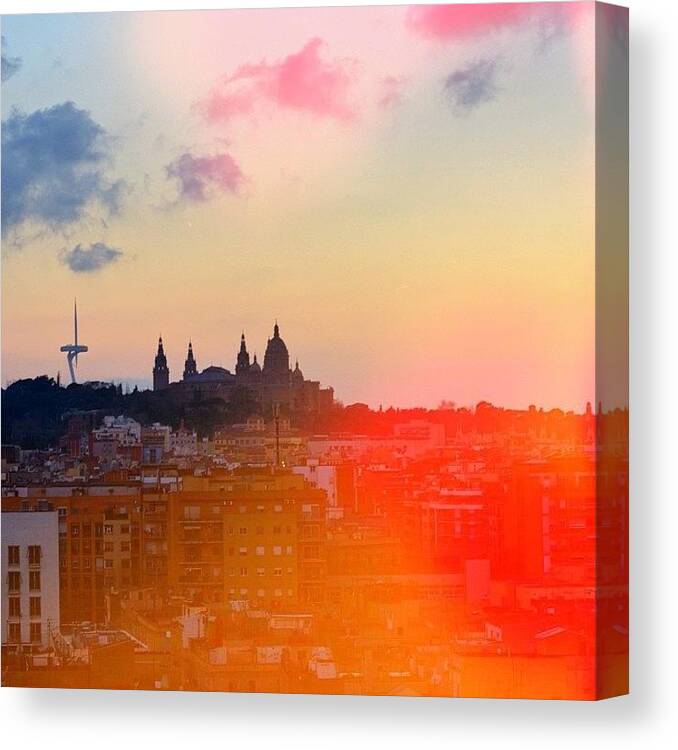 Travel Canvas Print featuring the photograph Barcelona #splitart by Luis Aviles