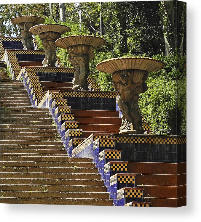 Outdoors Canvas Print featuring the photograph Barcelona Steps by Doug Davidson