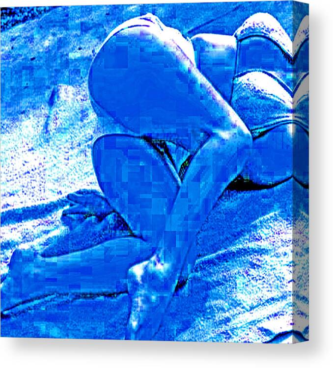 Marlyin Monroe Canvas Print featuring the digital art Bathing in Blu Light by Joseph Coulombe