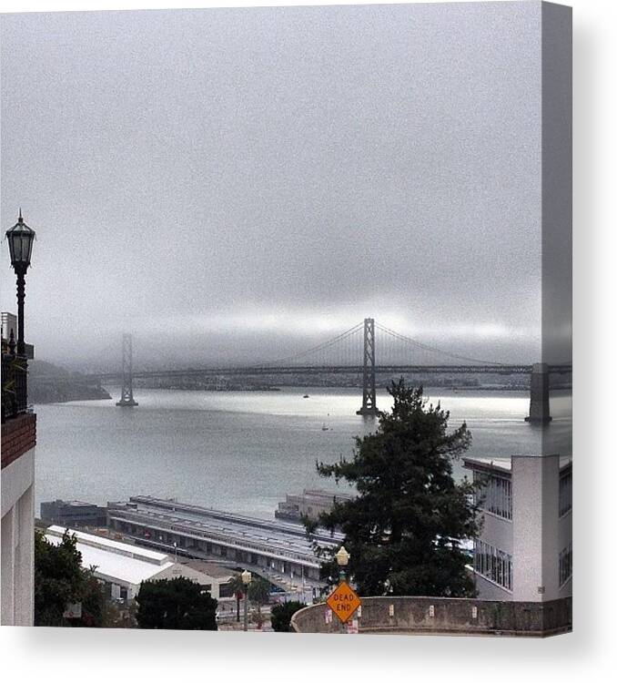  Canvas Print featuring the photograph Bay Bridge On A Cloudy Day ☁ by Signorina Bella