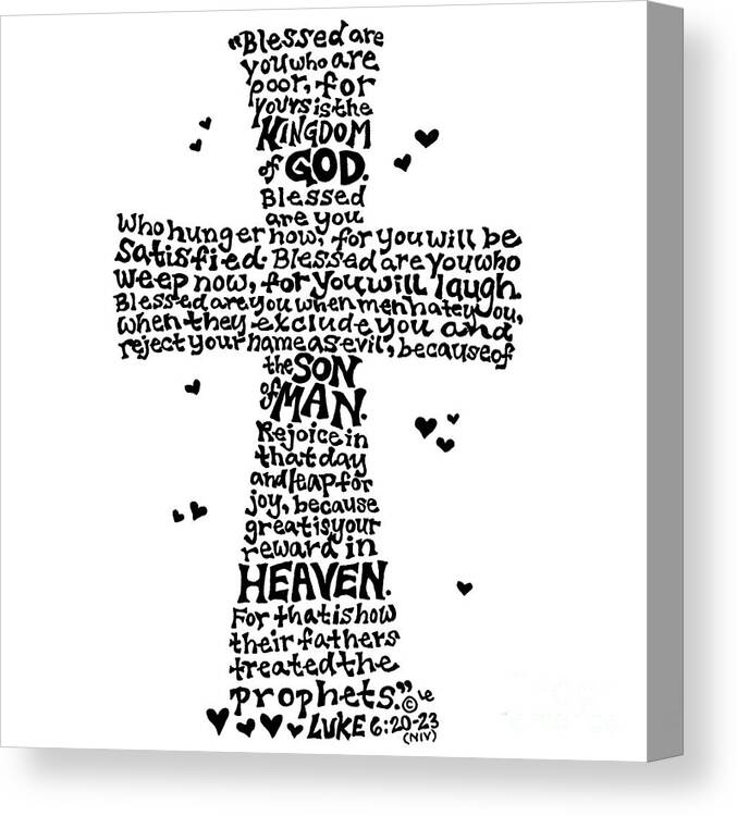 Leigh Eldred Canvas Print featuring the mixed media Beatitudes Cross by Leigh Eldred