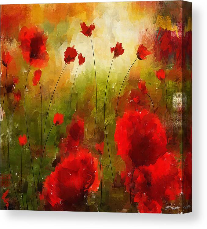 Poppies Canvas Print featuring the painting Beauty In Bloom by Lourry Legarde