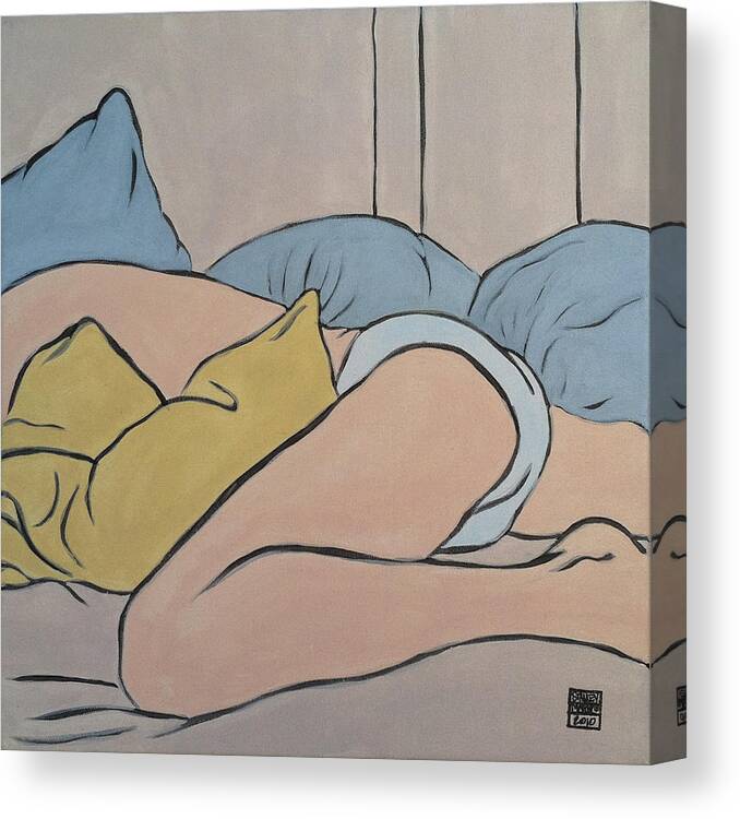 Nude Canvas Print featuring the painting Bedscape One Forty-Five AM by Stan Magnan