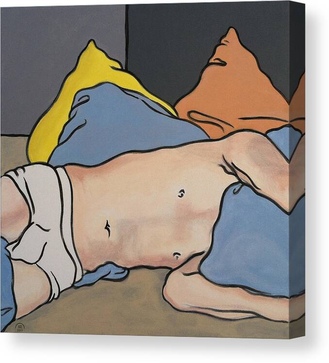 Nude Canvas Print featuring the painting Bedscape One-Thirty AM by Stan Magnan