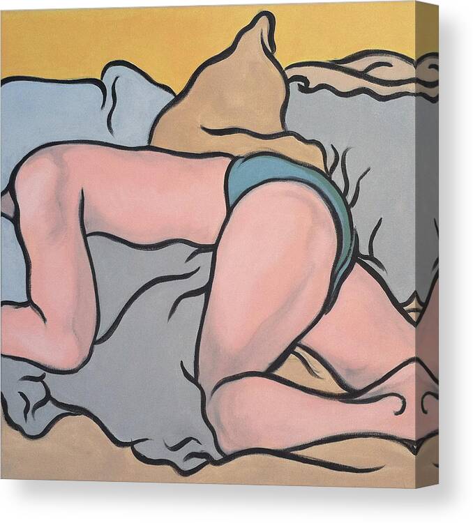 male Nude Canvas Print featuring the painting Bedscape Two-Thirty AM by Stan Magnan