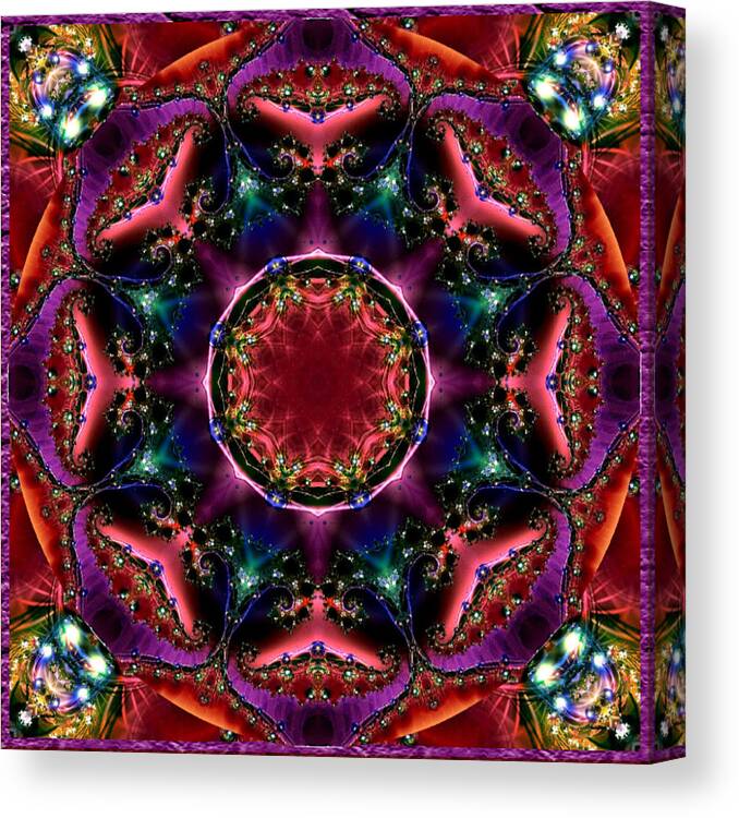 Kaleidoscope Canvas Print featuring the digital art Bejewelled Mandala No 3 by Charmaine Zoe